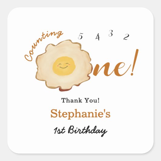 かわいい目玉焼き 1歳の誕生日 スクエアシール (正面)