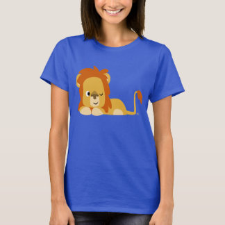 かわいい目覚め漫画ライオン女性Tシャツ Tシャツ
