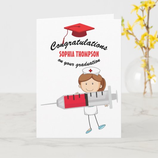 かわいい看護学校卒業おめでとう カード (黄色い花)
