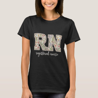 かわいい看護師さんに登録看護師フラワーRNシャツ Tシャツ