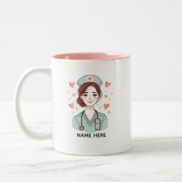 かわいい看護師コーヒーマグのギフト ツートーンマグカップ