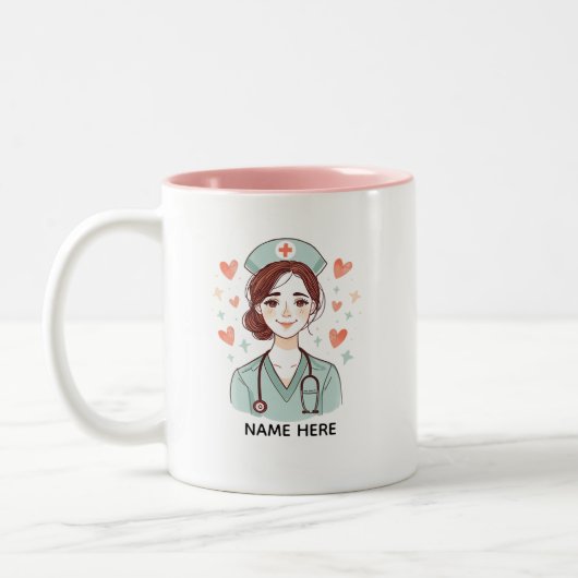 かわいい看護師コーヒーマグのギフト ツートーンマグカップ (左)