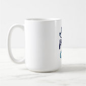 かわいい看護師人生のライン ブルーハート 名前入り コーヒーマグカップ (左)