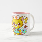かわいい看護師猫デュオ ツートーンマグカップ (正面右)