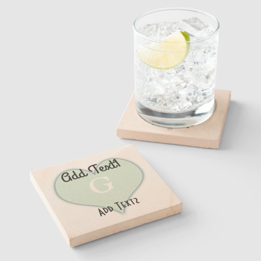 かわいい真新しいハートを加えますモノグラムのな文字を感謝していして下さい ストーンコースター (横)