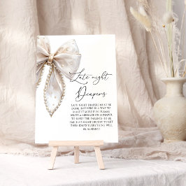 かわいい真珠の弓の深夜おむつ赤ちゃんシャワーゲーム ポスター