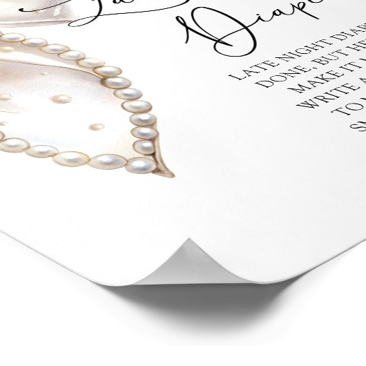 かわいい真珠の弓の深夜おむつ赤ちゃんシャワーゲーム ポスター (角)