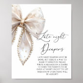 かわいい真珠の弓の深夜おむつ赤ちゃんシャワーゲーム ポスター (正面)