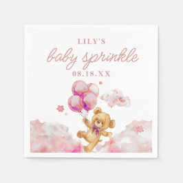 かわいい真珠の待ちピンクの女の子の赤ちゃんシャワー散水 スタンダードカクテルナプキン