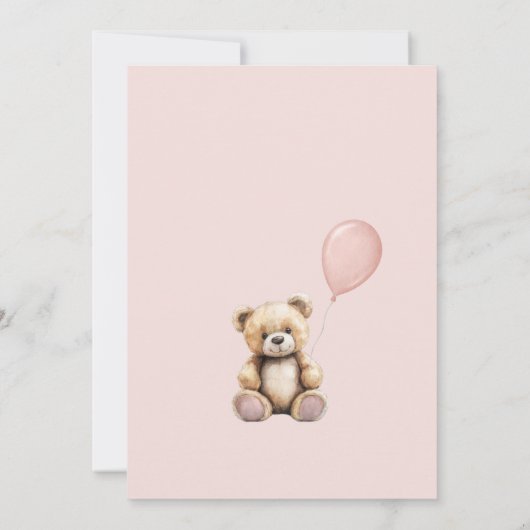 かわいい真珠の待ち赤ちゃんシャワーピンクボホフローラ女の子 招待状 (裏面)