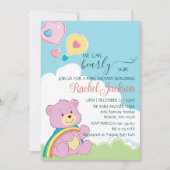 かわいい真珠の待機赤ちゃんシャワー曇りハートバルーン 招待状 (正面)