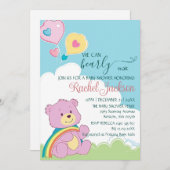 かわいい真珠の待機赤ちゃんシャワー曇りハートバルーン 招待状 (正面/裏面)