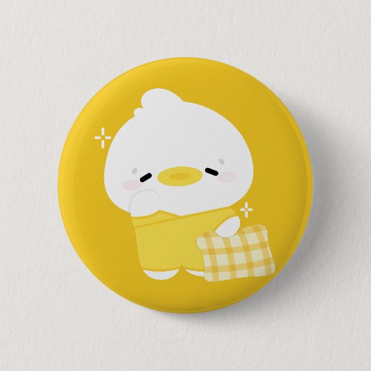 かわいい眠いアヒル 缶バッジ (正面)