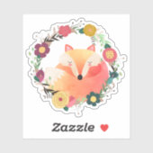 かわいい眠いキツネインリースコンター シール (シート)