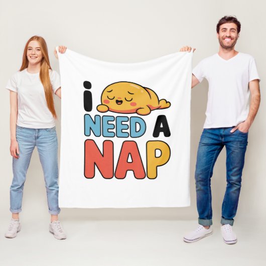 かわいい眠いキャラクター お昼寝タイム フリースブランケット (インサイチュ)