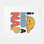 かわいい眠いキャラクター お昼寝タイム フリースブランケット (正面(横))