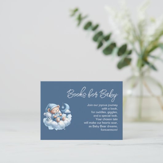 かわいい眠いクマの少年の本ベビー エンクロージャーカード (スタンド正面)