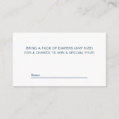 かわいい眠いクマ男の赤ちゃんシャワーおむつラッフル エンクロージャーカード (裏面)