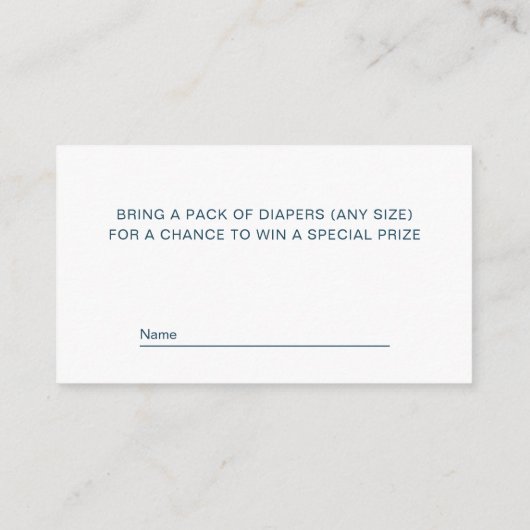 かわいい眠いクマ男の赤ちゃんシャワーおむつラッフル エンクロージャーカード (裏面)