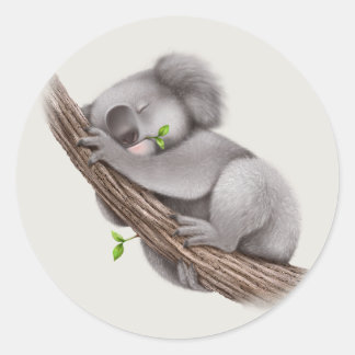 かわいい眠いコアラベア ラウンドシール