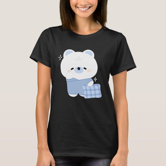 かわいい眠いシロクマ Tシャツ (正面)