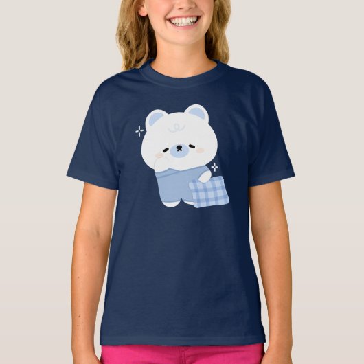 かわいい眠いシロクマ Tシャツ (正面)