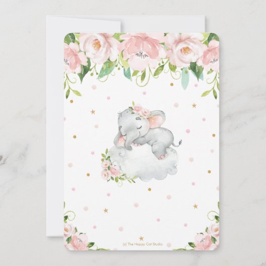 かわいい眠いゾウ仮想ベビーシャワーbyメール 招待状 (裏面)