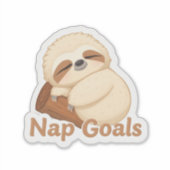 「かわいい眠いナマケモノ昼寝ゴールツリーステッカー」 シール (正面)