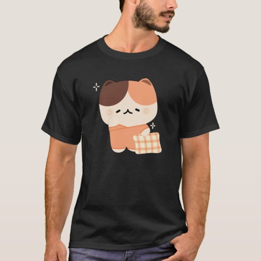 かわいい眠いネクタイ猫 Tシャツ (正面)