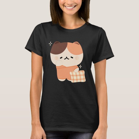 かわいい眠いネクタイ猫 Tシャツ (正面)