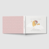 かわいい眠いピンクベアーオーバームーンガール赤ちゃんシャワー ゲストブック (全面)