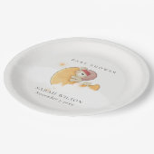 かわいい眠いピンクベアーオーバームーンガール赤ちゃんシャワー ペーパープレート (アングル)