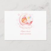 かわいい眠い女の子の上の月の金ゴールドおむつラッフル エンクロージャーカード (裏面)