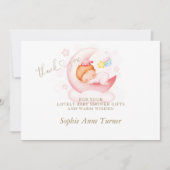 かわいい眠い女の子ムーンベビーシャワー書道 サンキューカード (正面)