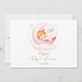 かわいい眠い女の子ムーンベビーシャワー書道 サンキューカード (裏面)