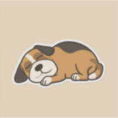 かわいい眠い子犬ステッカー シール (正面)