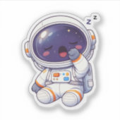 かわいい眠い宇宙飛行士ステッカー かわいい宇宙ちびキャラ シール (正面)