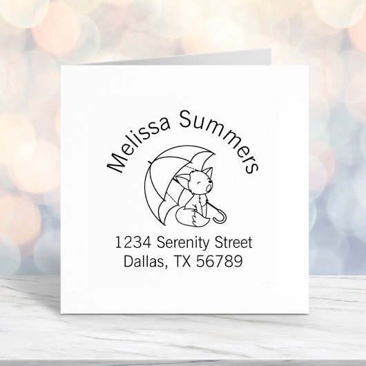 かわいい眠い小さなキツネアンブレラアーチアドレス セルフインキングスタンプ