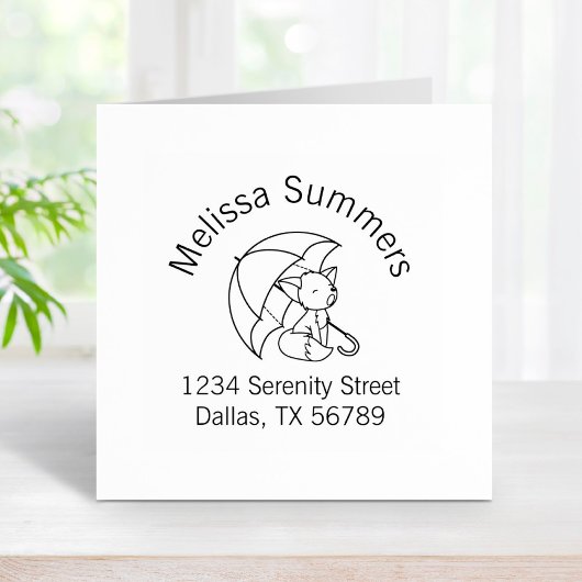 かわいい眠い小さなキツネアンブレラアーチアドレス ラバースタンプ