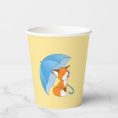 かわいい眠い小さなキツネアンブレラオンイエロー 紙コップ (正面)
