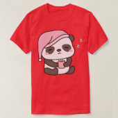 かわいい眠い小さなパンダとコーヒー Tシャツ (デザイン正面)