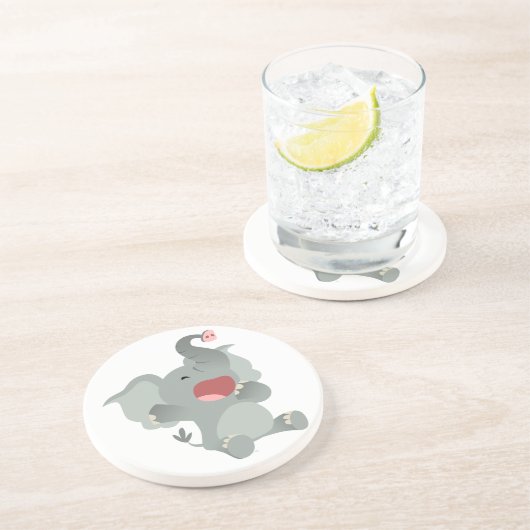 かわいい眠い漫画ゾウのコースター コースター (側面)