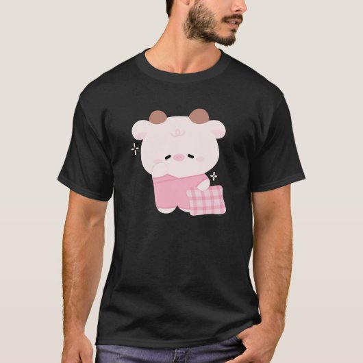 かわいい眠い牛 Tシャツ (正面)