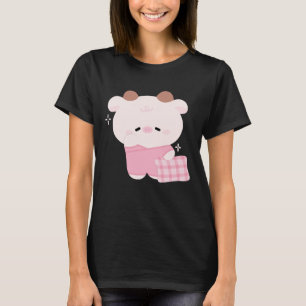 かわいい眠い牛 Tシャツ