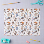 かわいい眠い犬たちオンホワイトデコパージュ 薄葉紙 (クラフト)