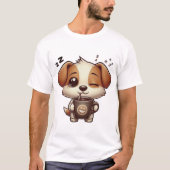 かわいい眠い犬の漫画コーヒーマグを飲む Tシャツ (正面)