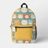 かわいい眠い猫たち名前をカスタムする プリントバックパック (正面)