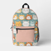 かわいい眠い猫たち名前をカスタムする プリントバックパック (正面)