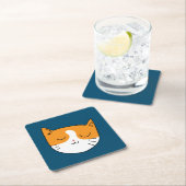 かわいい眠い猫コースター スクエアペーパーコースター (インサイチュ)