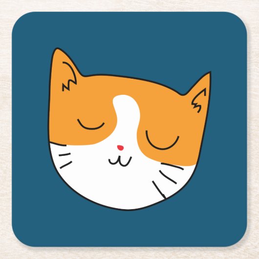 かわいい眠い猫コースター スクエアペーパーコースター (正面)